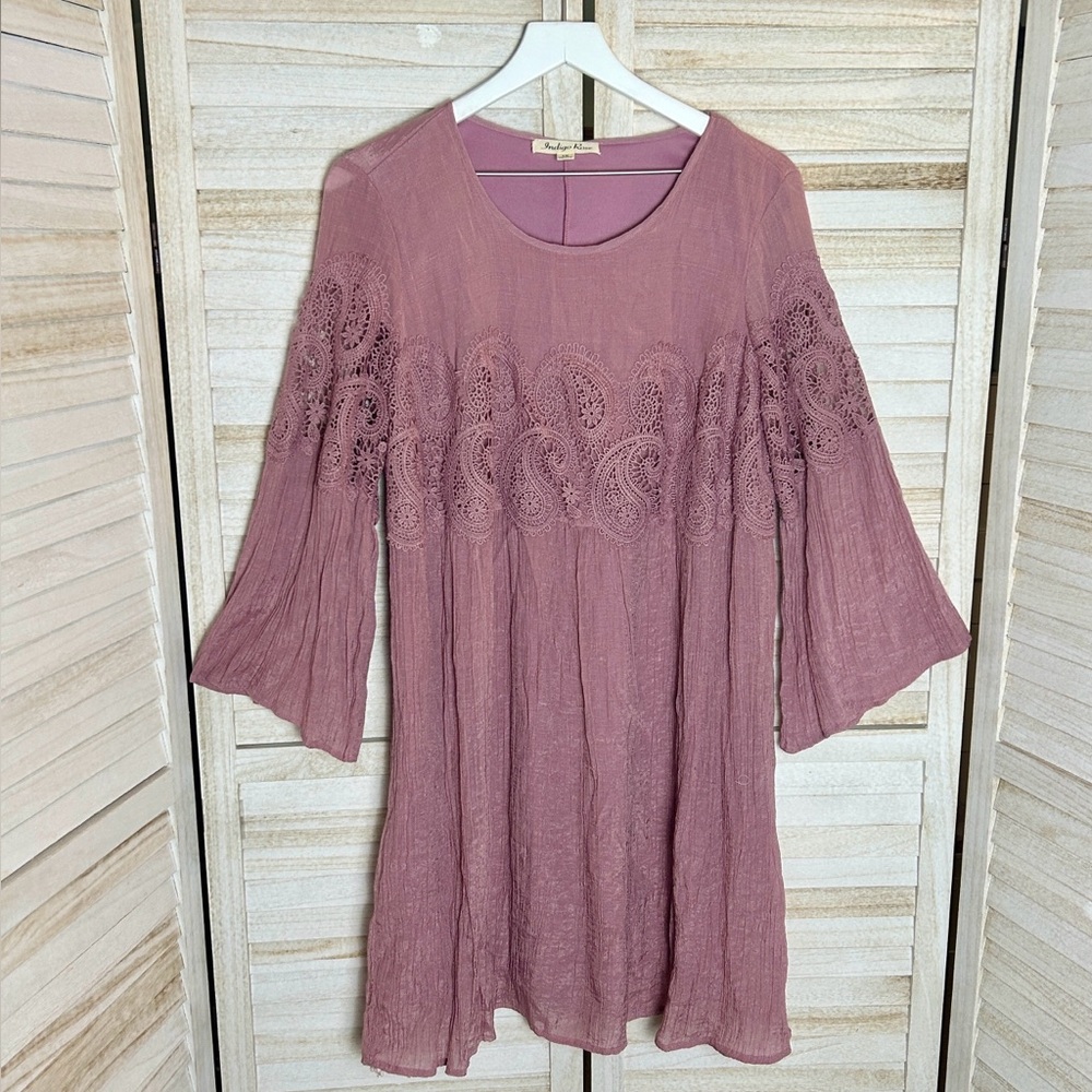 Indigo Rose Crocheted Lace Midi Dress. Size 1X